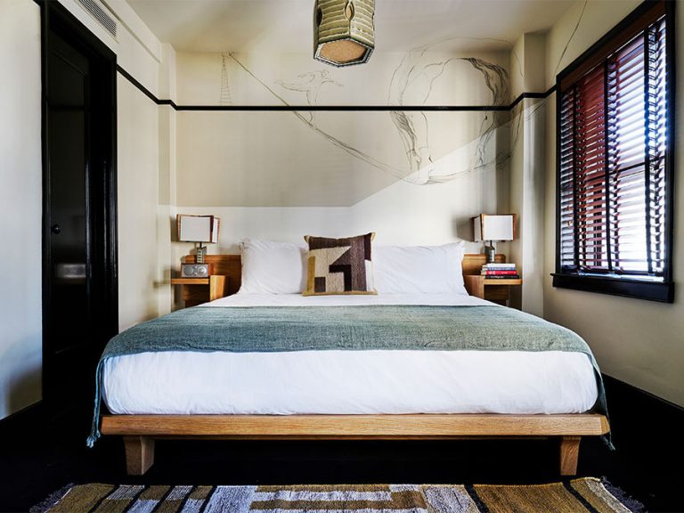Bed in a Freehand Hotel New York Suite