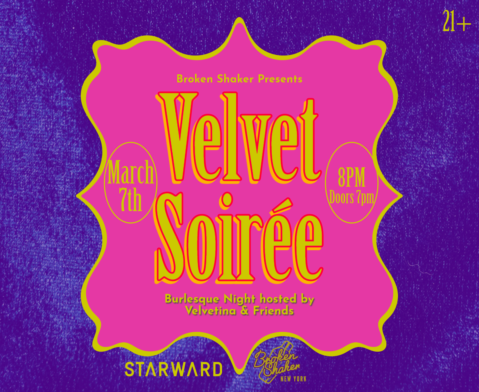 Velvet soirée- burlesque show flyer